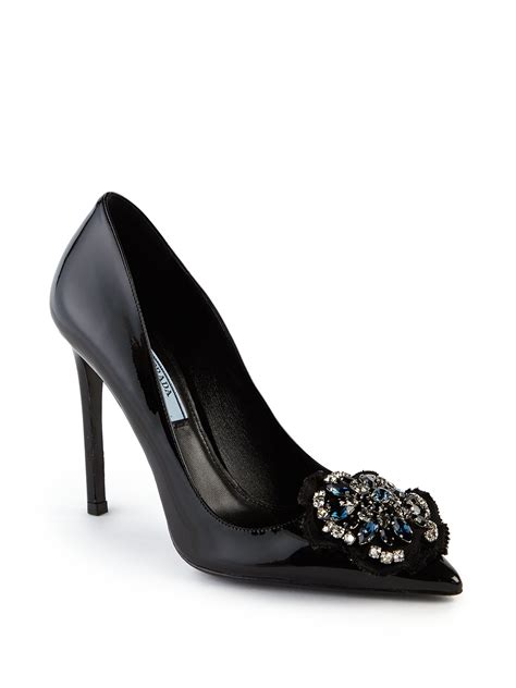 prada lackpumps|Prada chunky heel pumps.